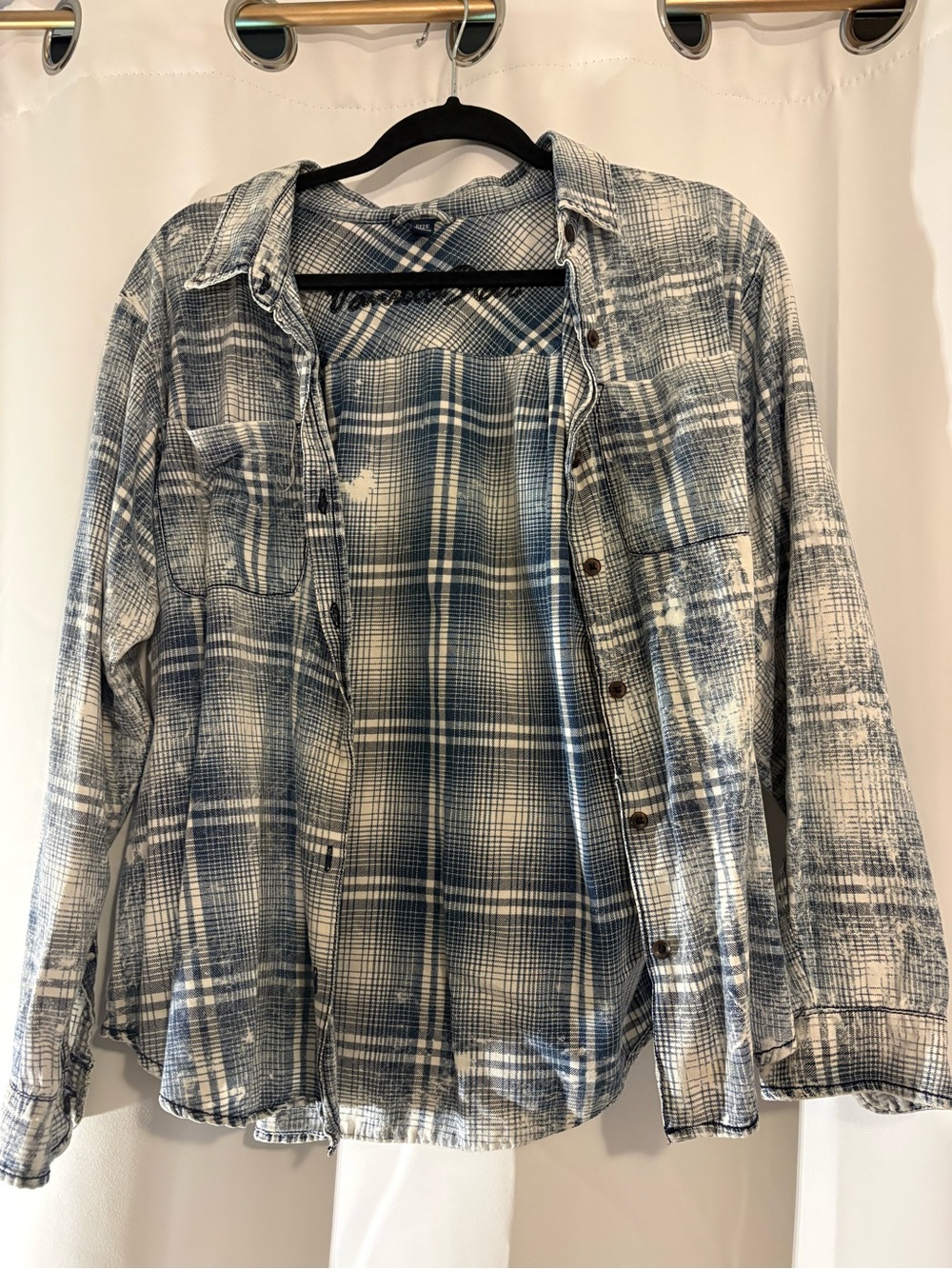Vanilla Star Blue and White Plaid Button-Down Shirt